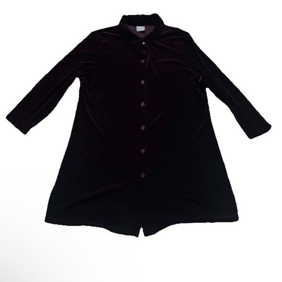 Rabbit Rabbit Rabbit Designs Velvet Tunic Shirt Jacket Plum Eggplant Size 18M - Picture 2 of 10